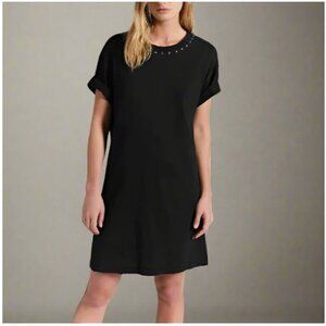 Current Elliott T Shirt Mini Dress Extra Small Black Cotton Studded Crewneck